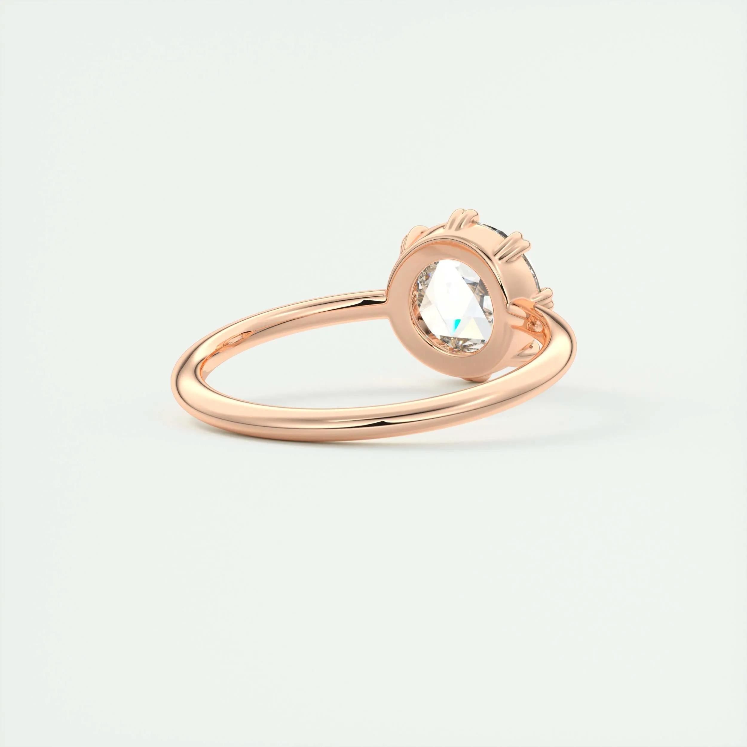 1.85 Ct Rose Cut Solitaire Full Bezel Moissanite Diamond  Engagement Ring