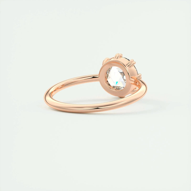 1.85 Ct Rose Cut Solitaire Full Bezel Moissanite Diamond  Engagement Ring