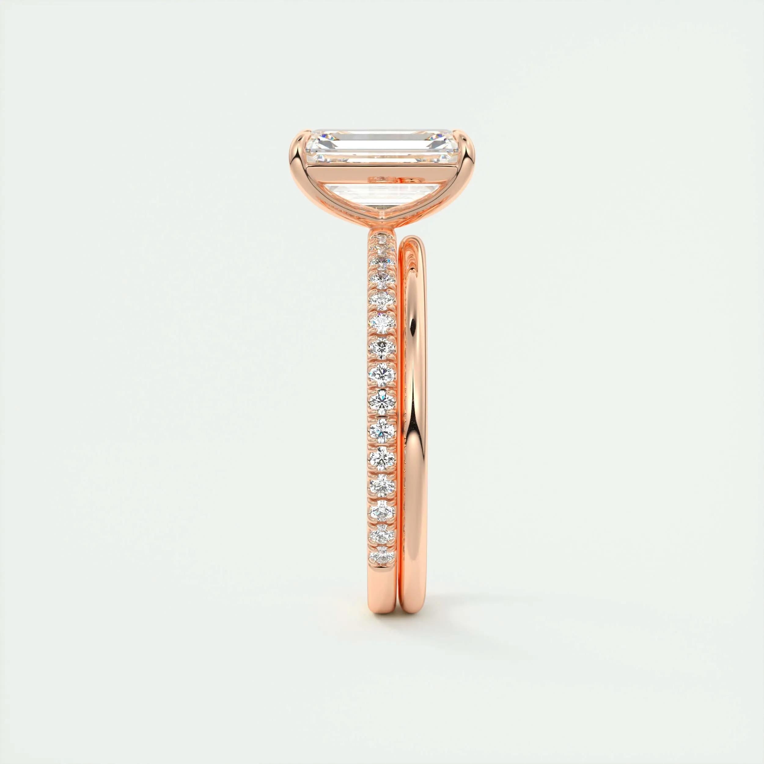 2.0 Ct Emerald Pavé Hidden Halo Moissanite Diamond Engagement Ring