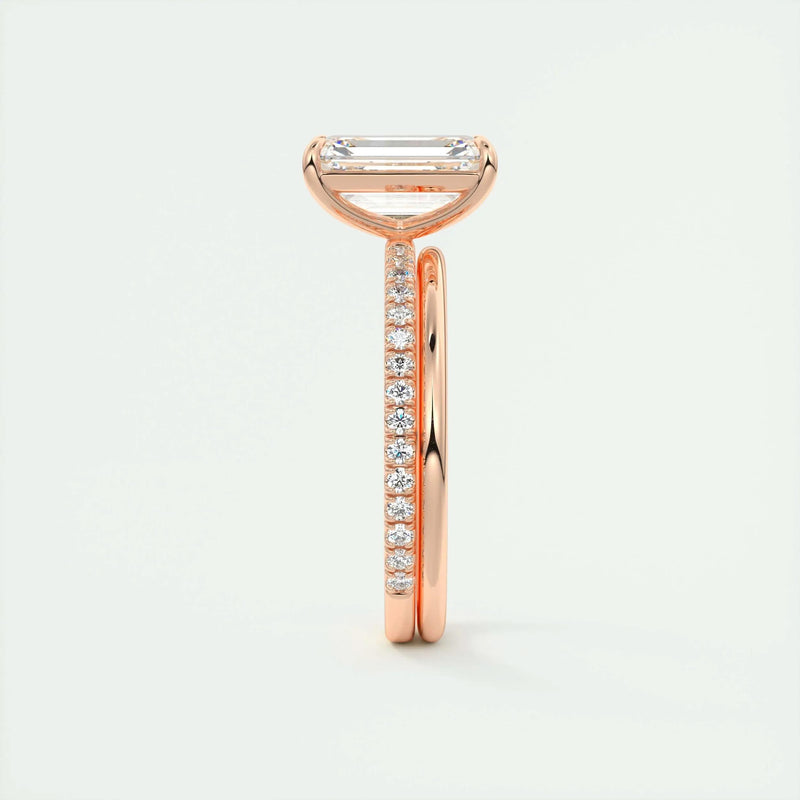 2.0 Ct Emerald Pavé Hidden Halo Moissanite Diamond Engagement Ring