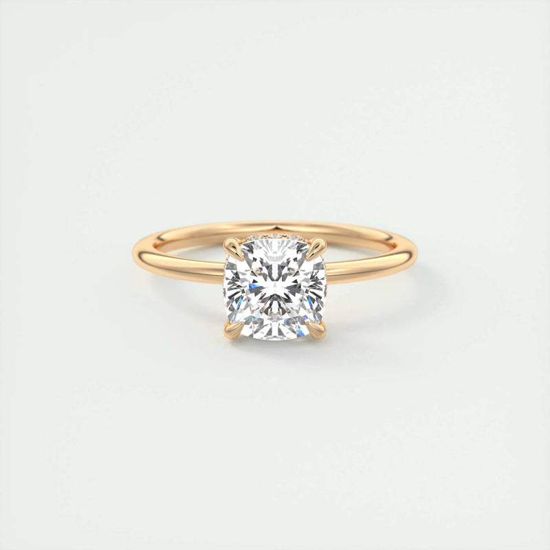 2.0 Ct Cushion Solitaire With Hidden Halo Moissanite Diamond Engagement Ring