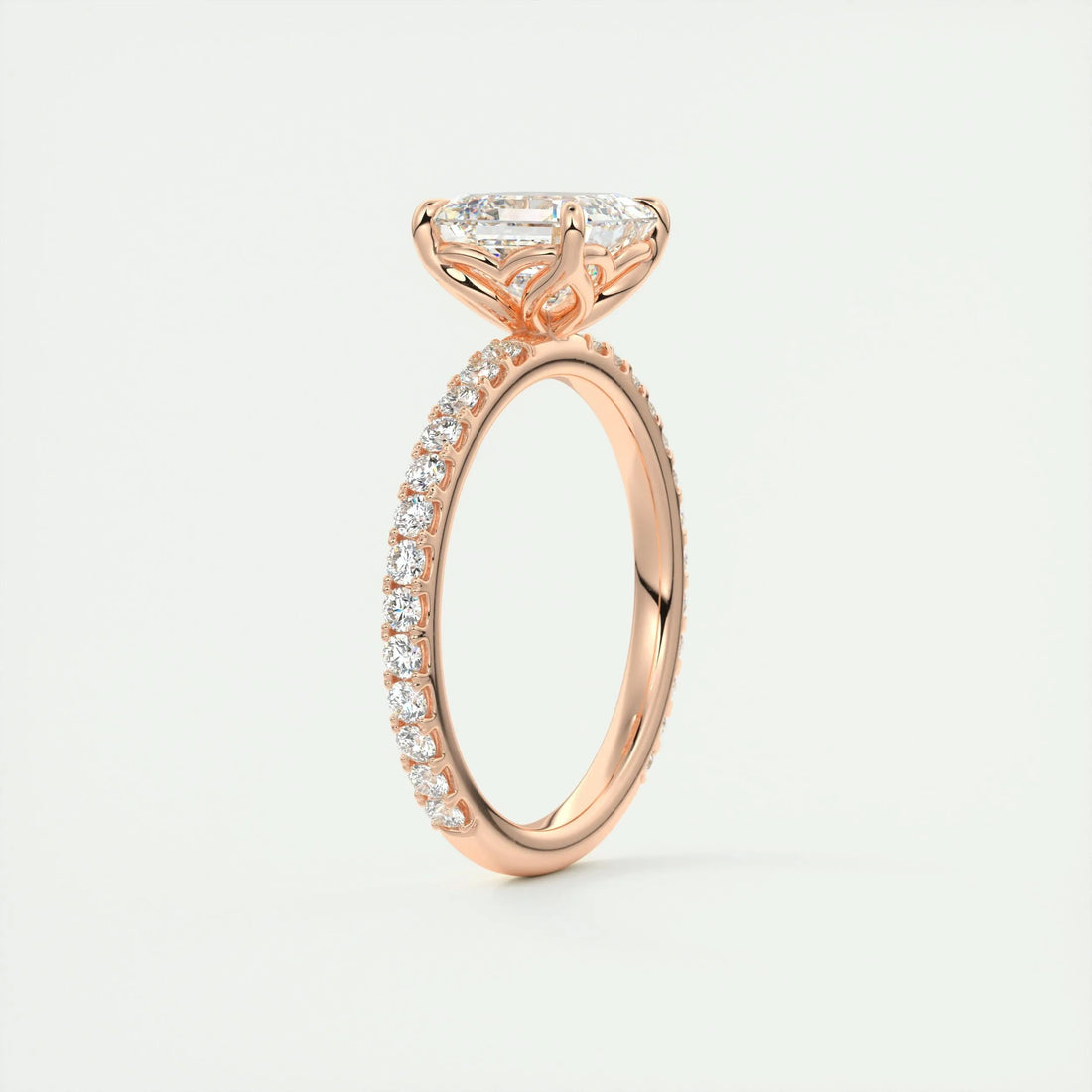 2.0 Ct Asscher  Pavé Moissanite  Diamond  Engagement Ring
