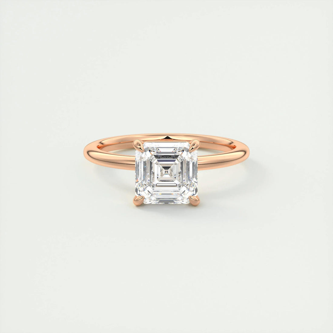 2.0 Ct Asscher Cut Moissanite Solitaire Diamond Engagement Ring