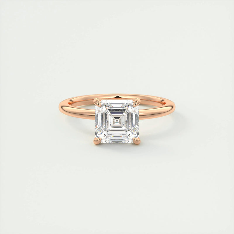 2.0 Ct Asscher Cut Moissanite Solitaire Diamond Engagement Ring