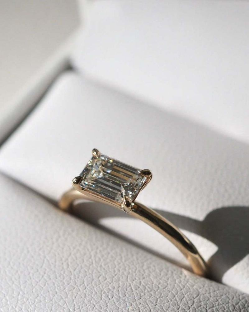 1.5 - 3.5 CT East West Emerald CVD Diamond Solitaire Engagement Ring
