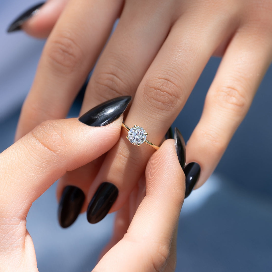 1.0-3.0 CT Round Cut CVD Diamond Solitaire Engagement Ring