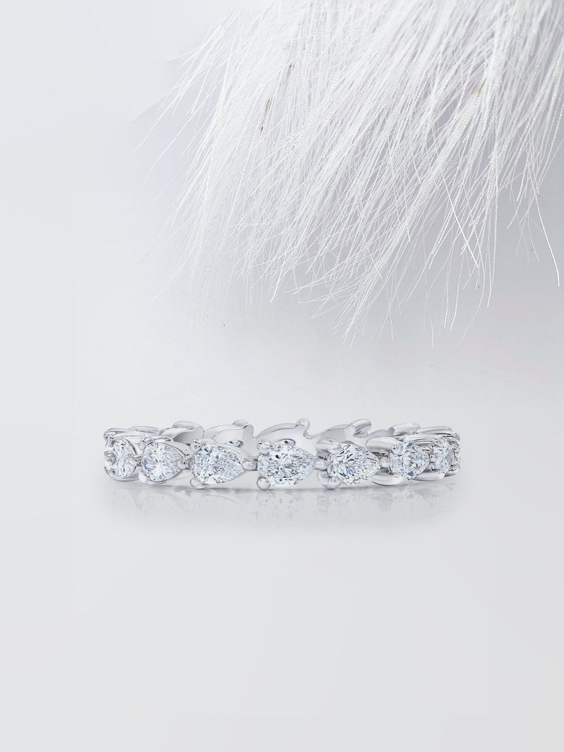 Sideways Pear Cut Moissanite Eternity Diamond Wedding Band