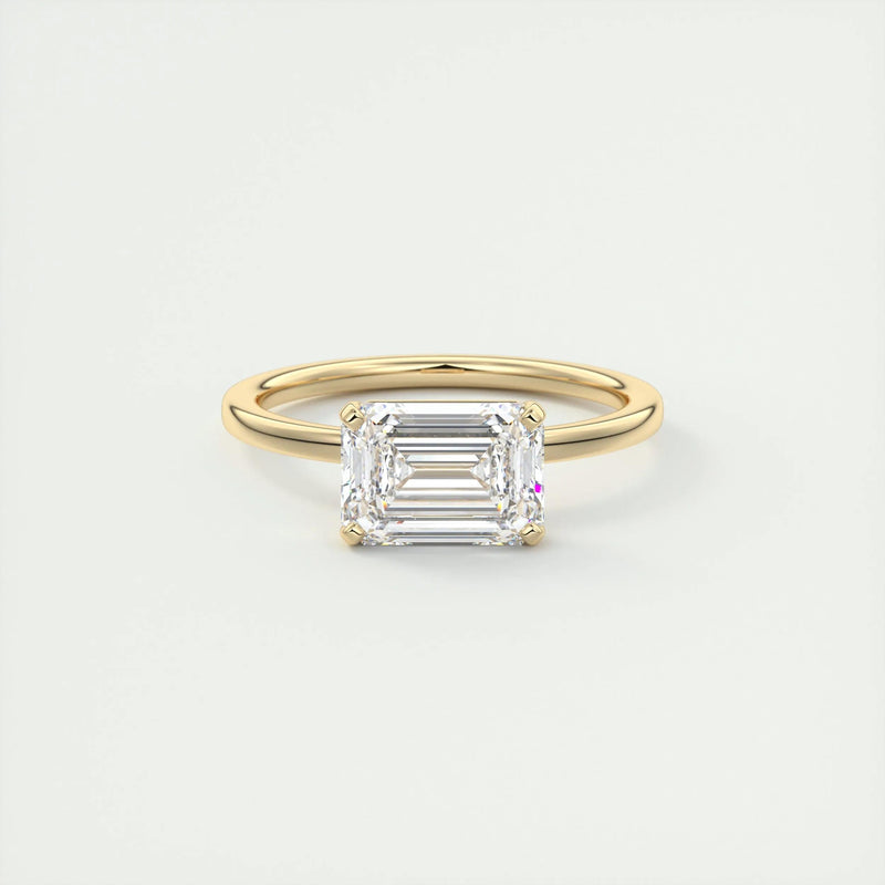 2.0 Ct  Emerald Cut Moissanite Solitaire Diamond Engagement Ring