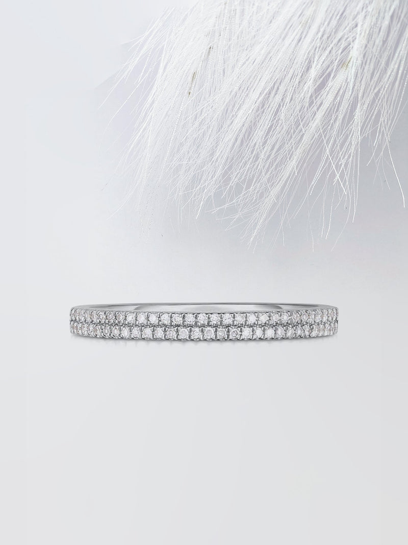 2.0mm Round Cut Moissanite Double Row Diamond Wedding Band
