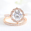2.30CT Cushion Moissanite Vintage Halo Bridal Ring Set