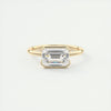 2.0 Ct Emerald East West Half Bezel Solitaire Moissanite Engagement Ring