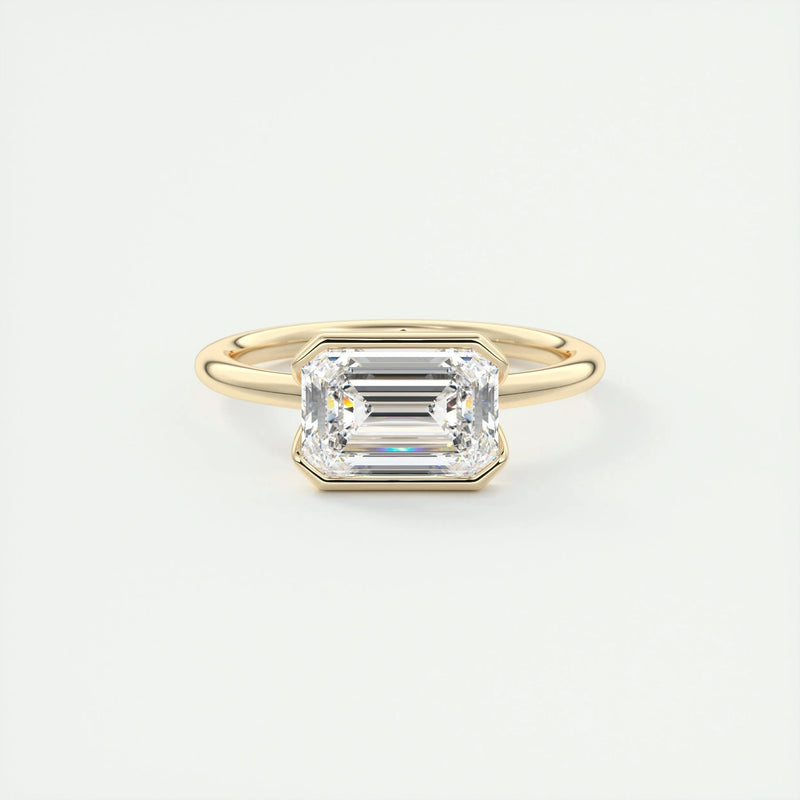 2.0 Ct Emerald East West Half Bezel Solitaire Moissanite Engagement Ring