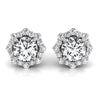 Round Cut Flower Halo Diamond Moissanite Earrings for Women