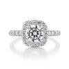 1.50CT Round Cut Halo Moissanite Engagement Ring in 18K White Gold