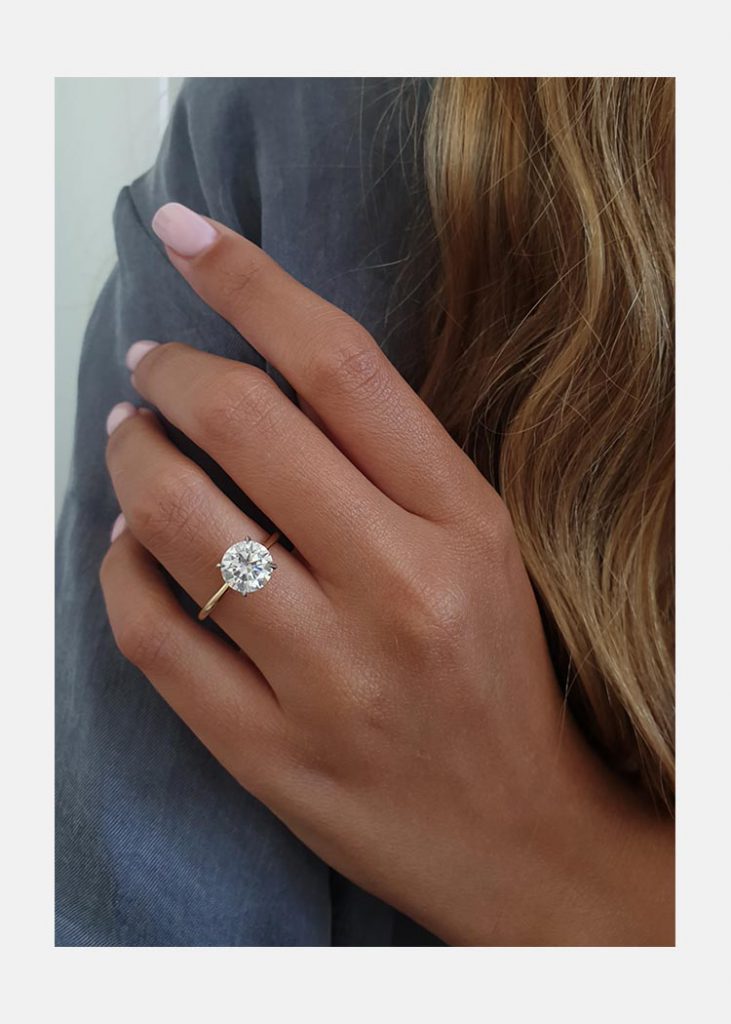 2.0ct Round Brilliant Cut Moissanite Solitaire Engagement Ring