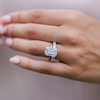 5.50CT Emerald Moissanite Solitaire Hidden Halo Setting Engagement Ring