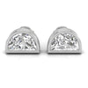 Half Moon Cut Stud Moissanite Diamond Earrings for Her