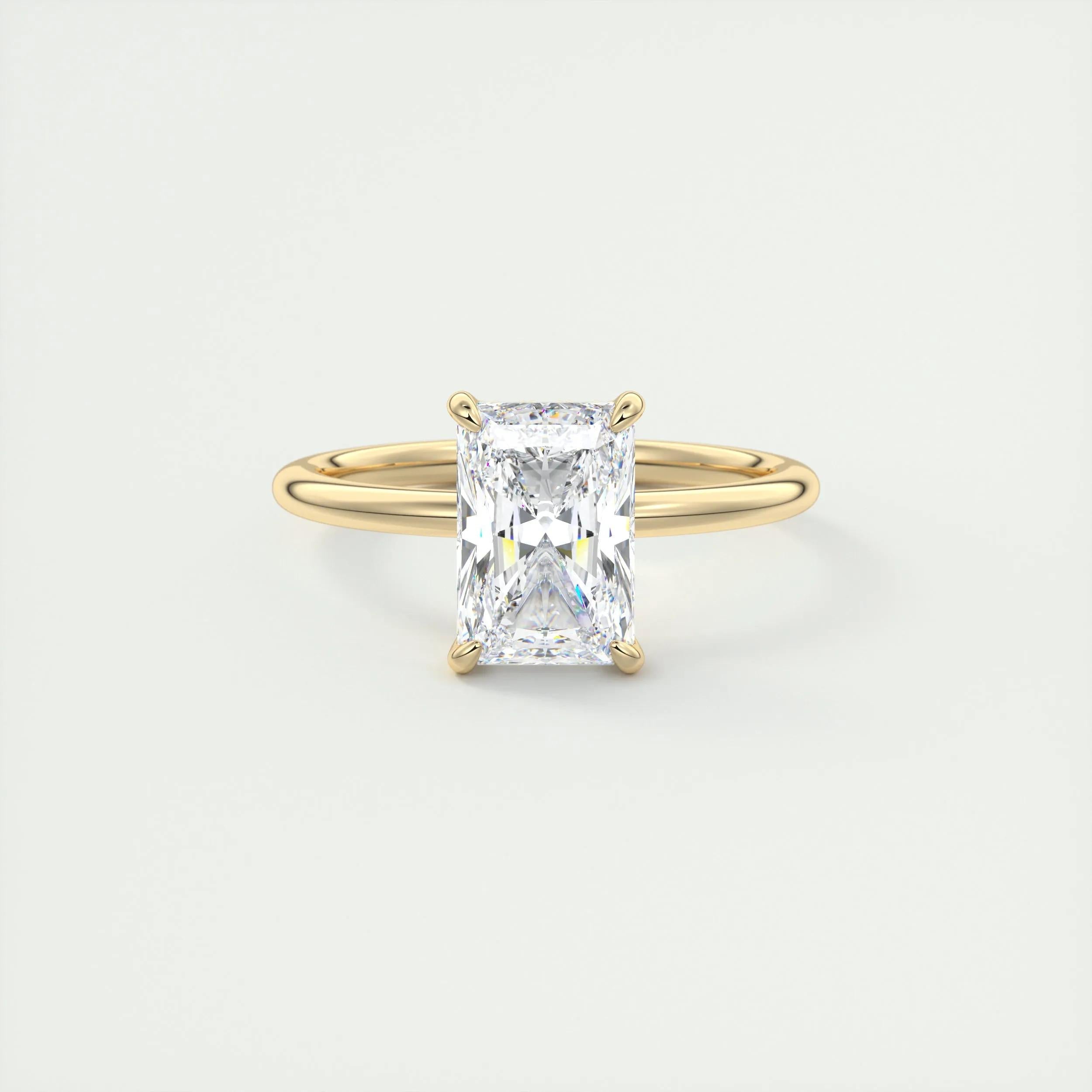 2.0 Ct Radiant Solitaire With Hidden Halo Moissanite Diamond Engagement Ring