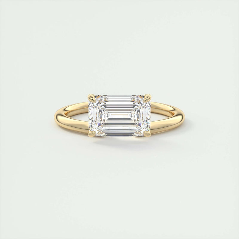 2.0 Ct Emerald East West Cantilever Solitaire Moissanite Engagement Ring