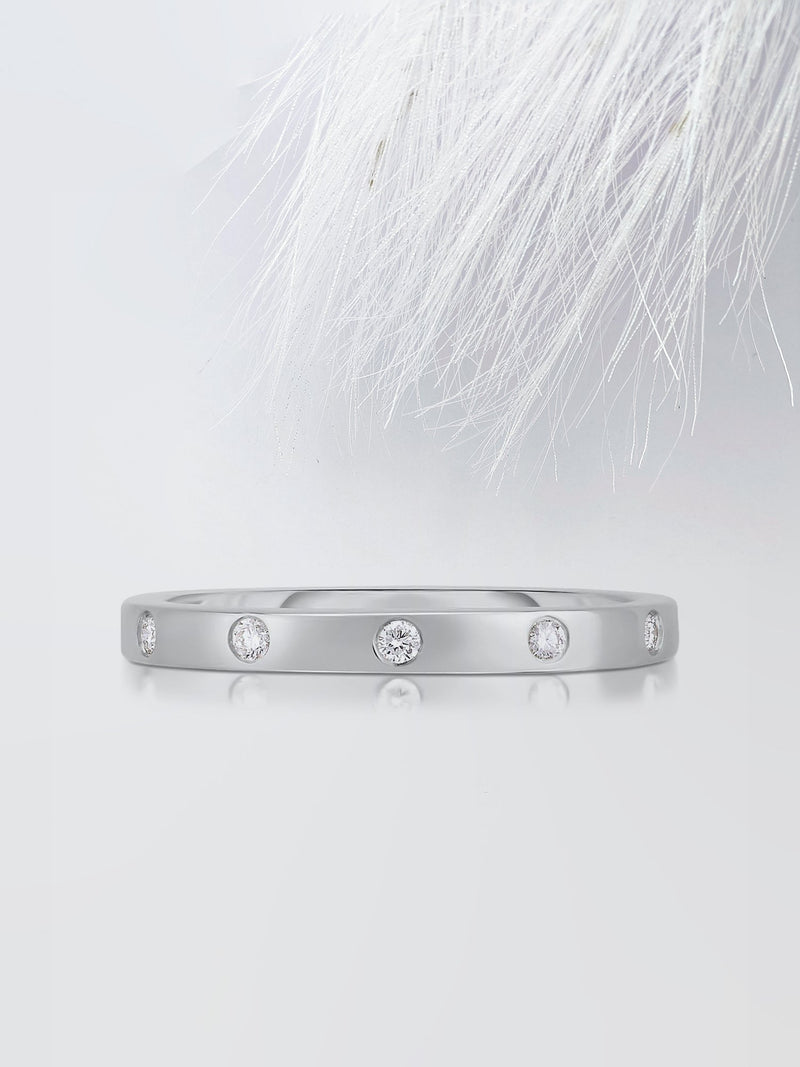 2.50mm Round Cut Moissanite Flush Set Diamond Wedding Band