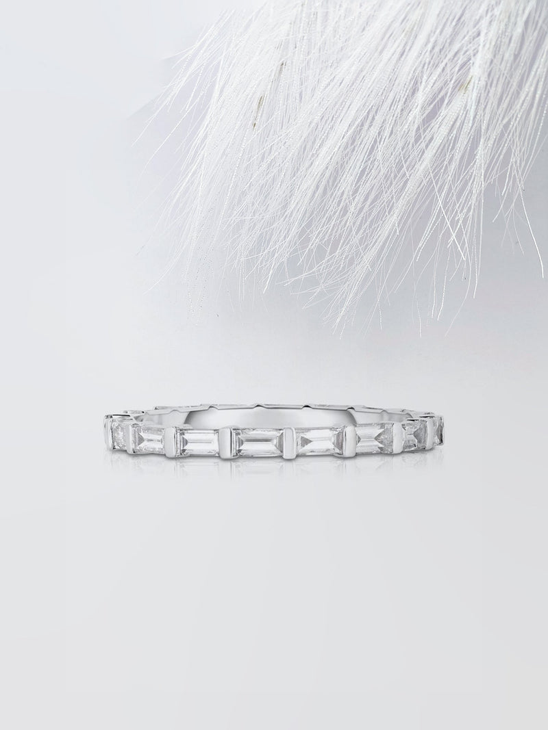 Baguette Cut Moissanite Bar Set Diamond Wedding Band