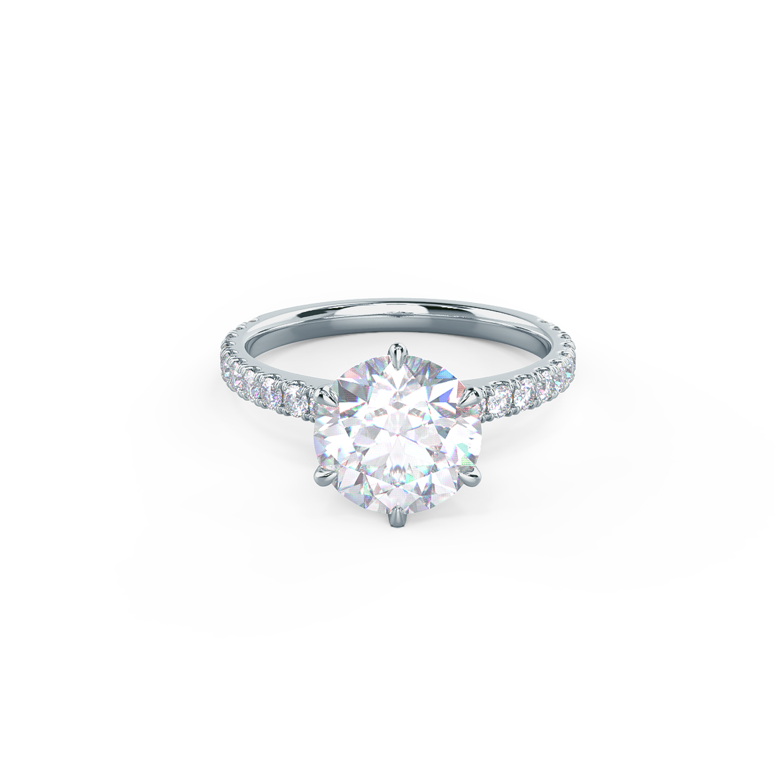 2.0CT Round Moissanite Solitaire Pave Setting Engagement Ring