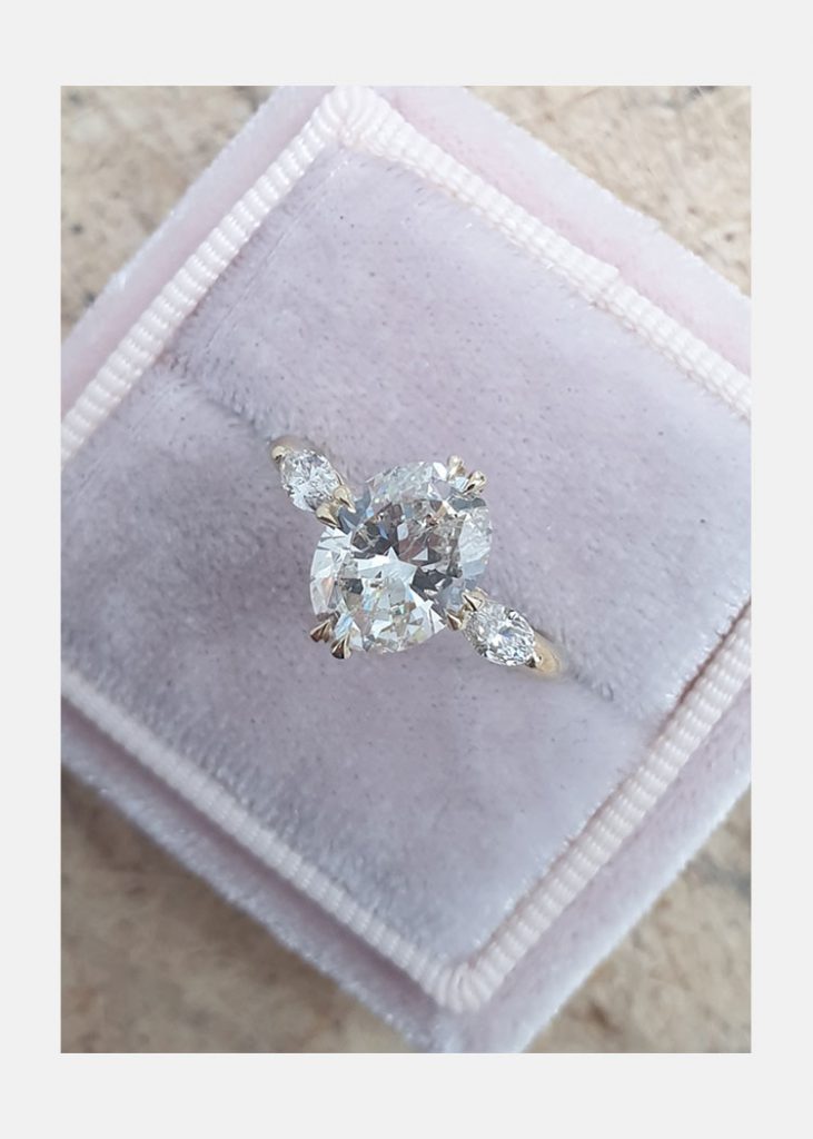 1.50CT Oval Cut Moissanite 3 Stones Engagement Ring