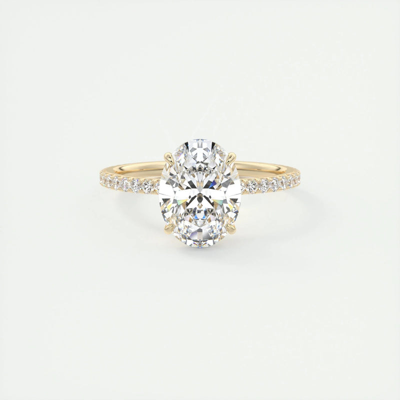 2.0 Ct  Oval Cut Moissanite Pave Diamond Engagement Ring
