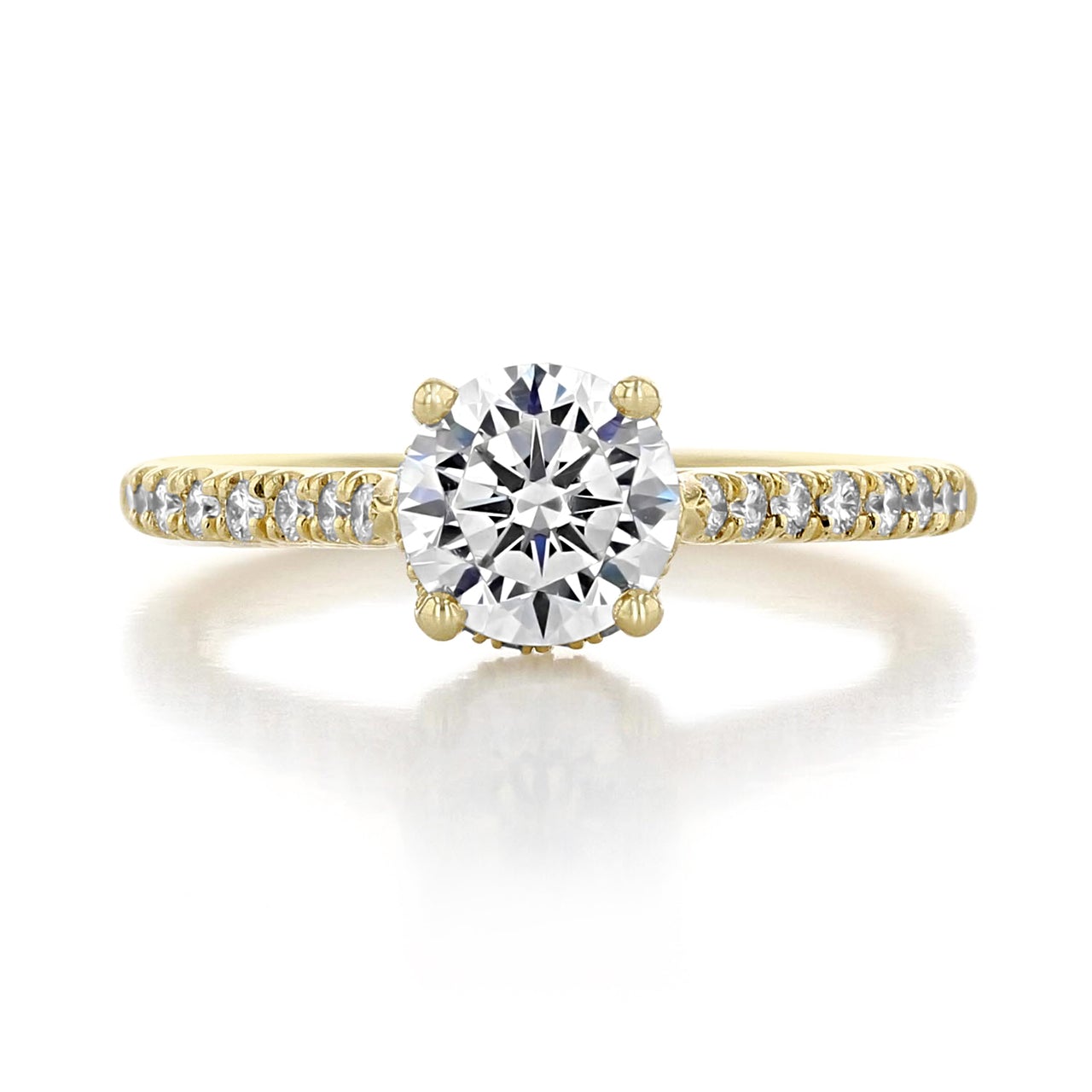 1.0CT Round Cut Hidden Halo Pave Style Moissanite Engagement Ring