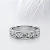 Round Cut Moissanite Seven Stone Diamond Wedding Band
