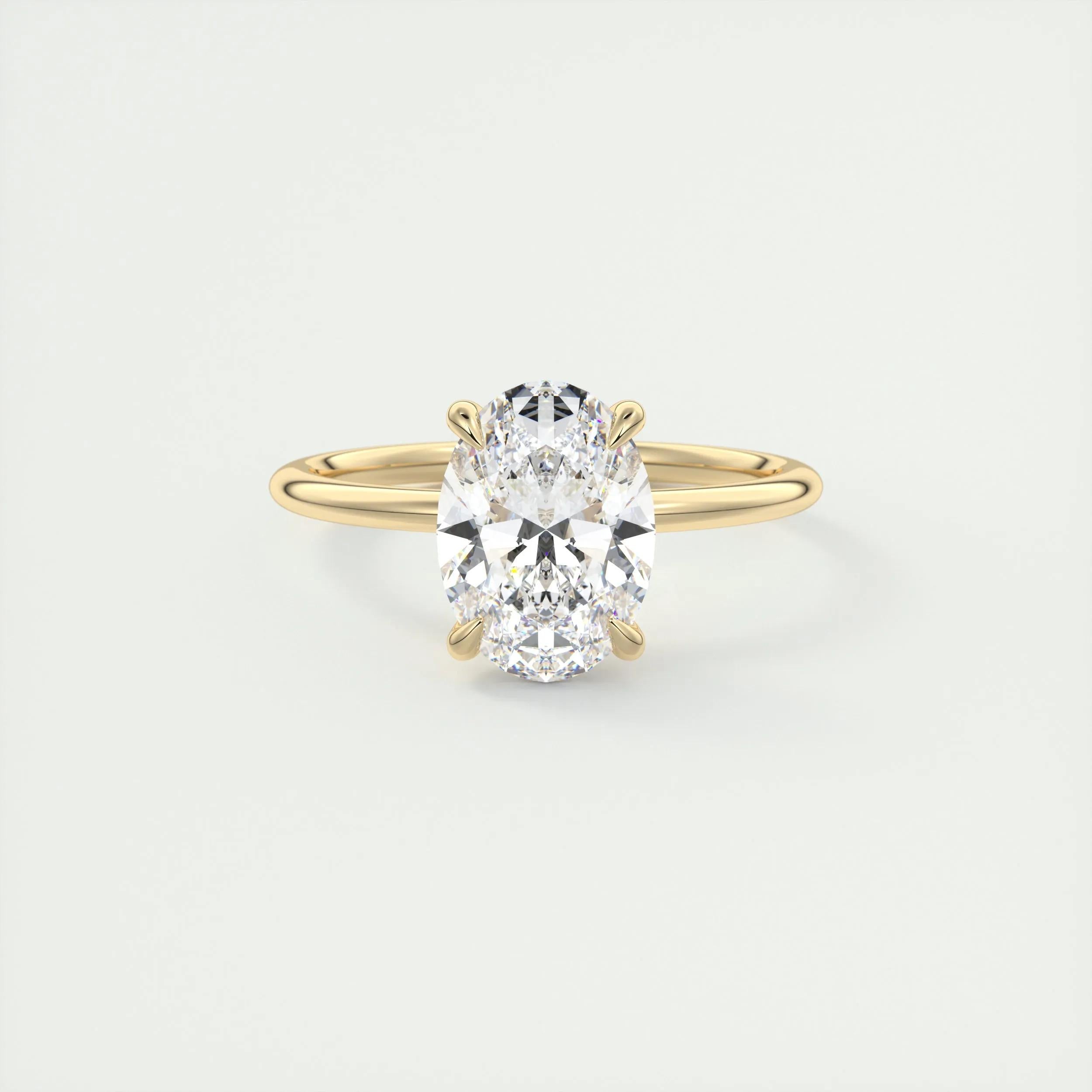 2.5 Ct Oval Solitaire With Hidden Halo Moissanite Diamond Engagement Ring