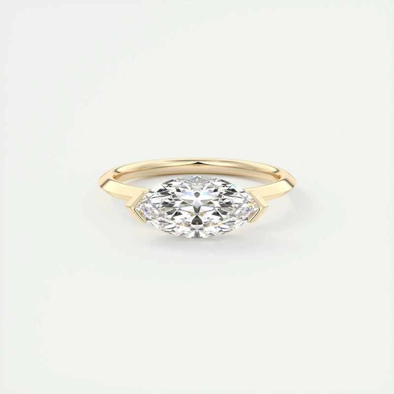 2.0 Ct Marquise East West Solitaire Moissanite Diamond Engagement Ring