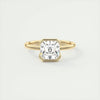 2.0 Ct Asscher Half Bezel Solitaire Moissanite Diamond Engagement Ring