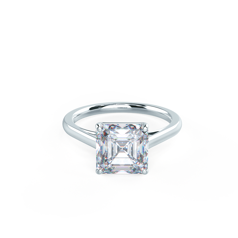 2.50ct Asscher Cut Moissanite Solitaire Engagement Ring