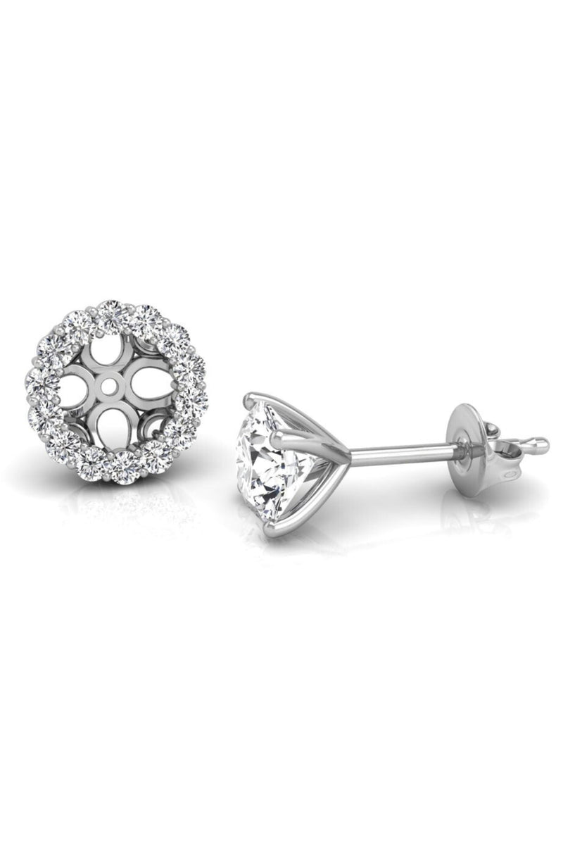 Round Cut Diamond Halo Moissanite Earrings for Her