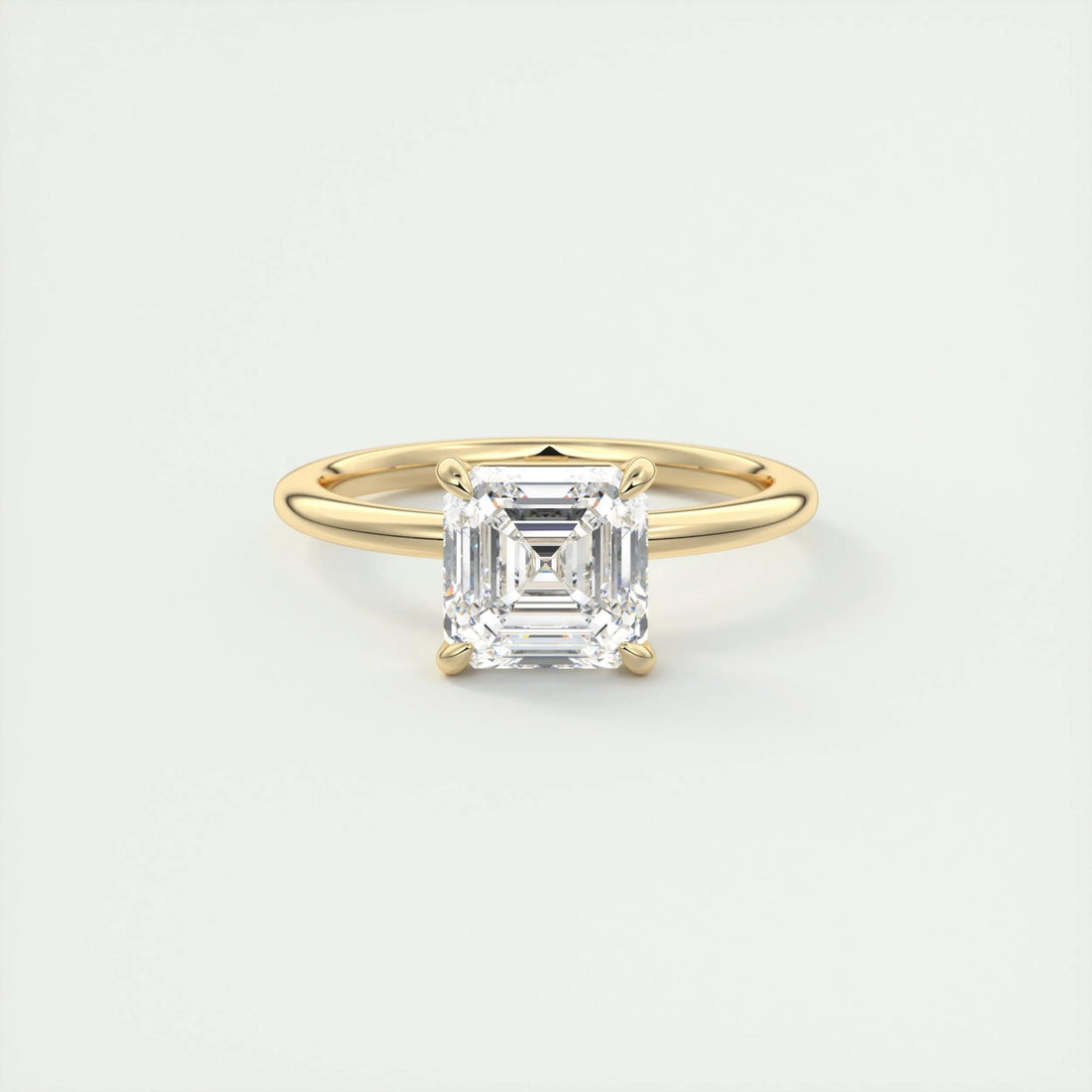 2.0 Ct Asscher Cut Moissanite Solitaire Diamond Engagement Ring