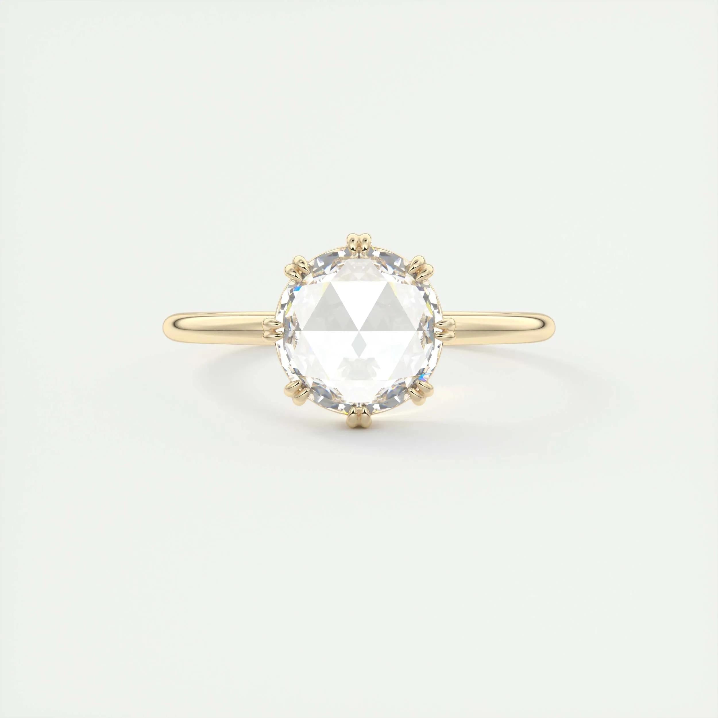 1.85 Ct Rose Cut Solitaire Full Bezel Moissanite Diamond  Engagement Ring