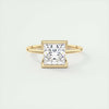 2.0 Ct Princess Half Bezel Solitaire Moissanite Diamond Engagement Ring