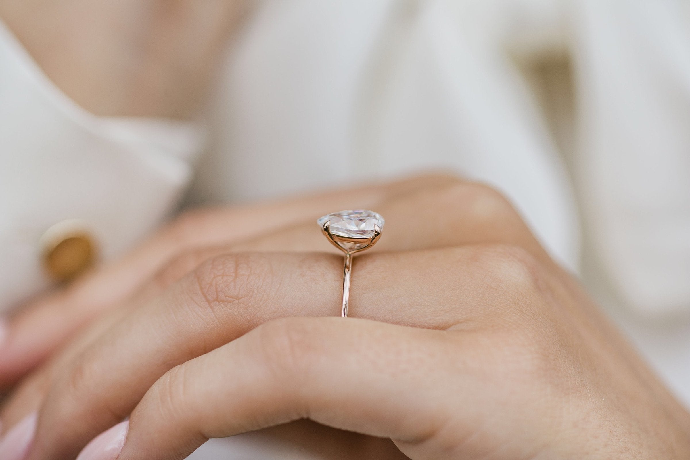 3.85CT Oval Moissanite Triple Pave Setting Engagement Ring