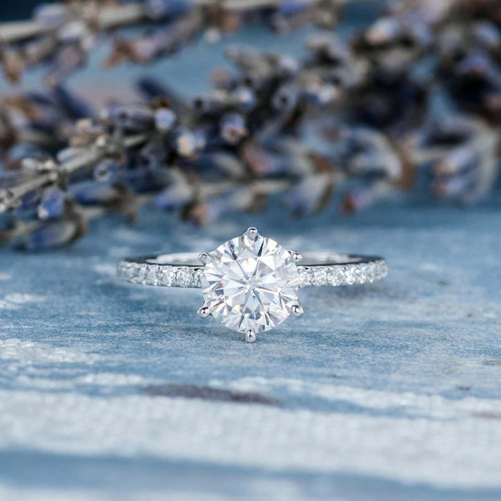 1.0CT Round Brilliant Cut Solitaire Style Moissanite Engagement Ring