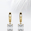 Emerald Cut Moissanite Drop Diamond Earrings in 18K Gold