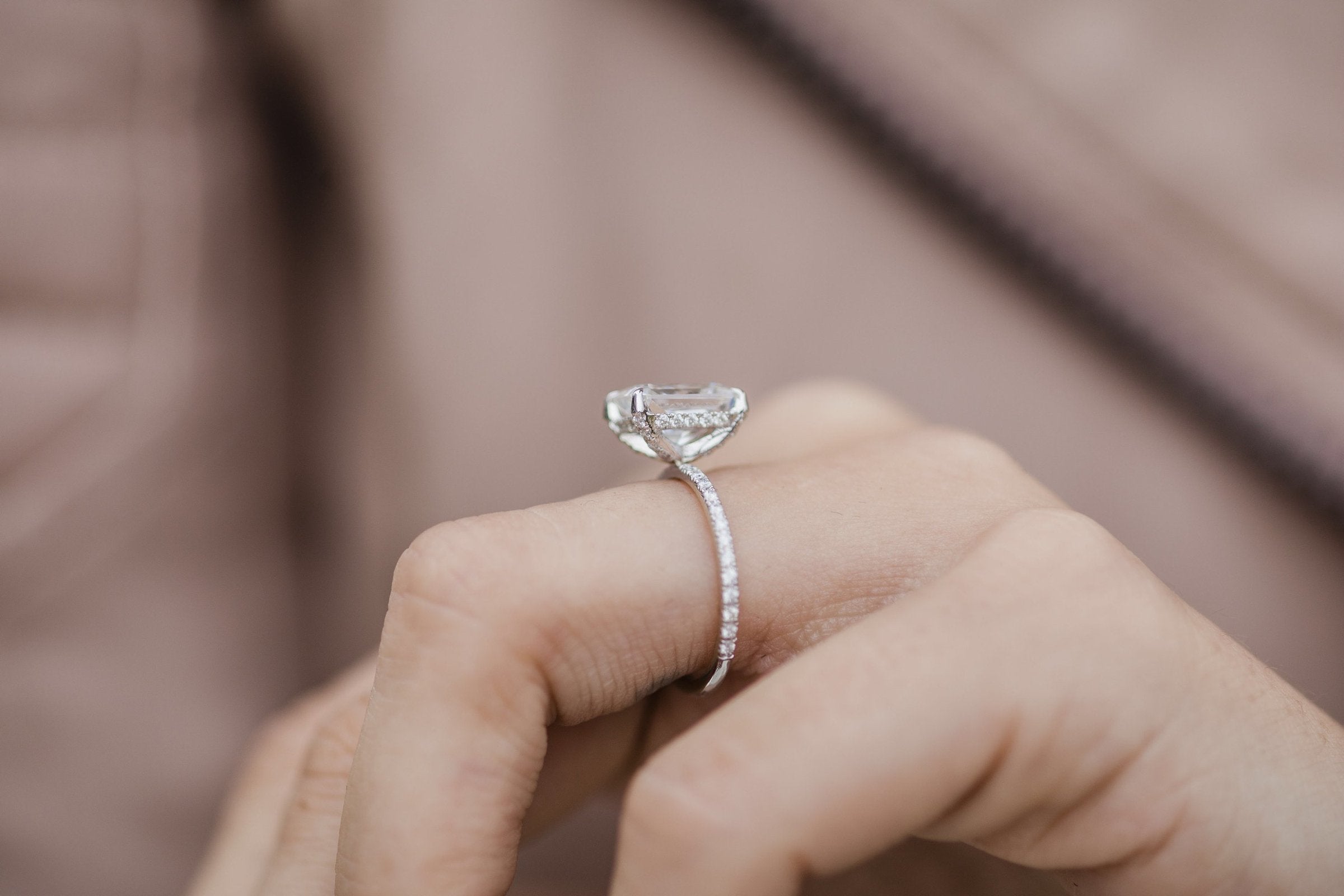 2.70CT Radiant Moissanite Hidden Halo Pave Setting Engagement Ring