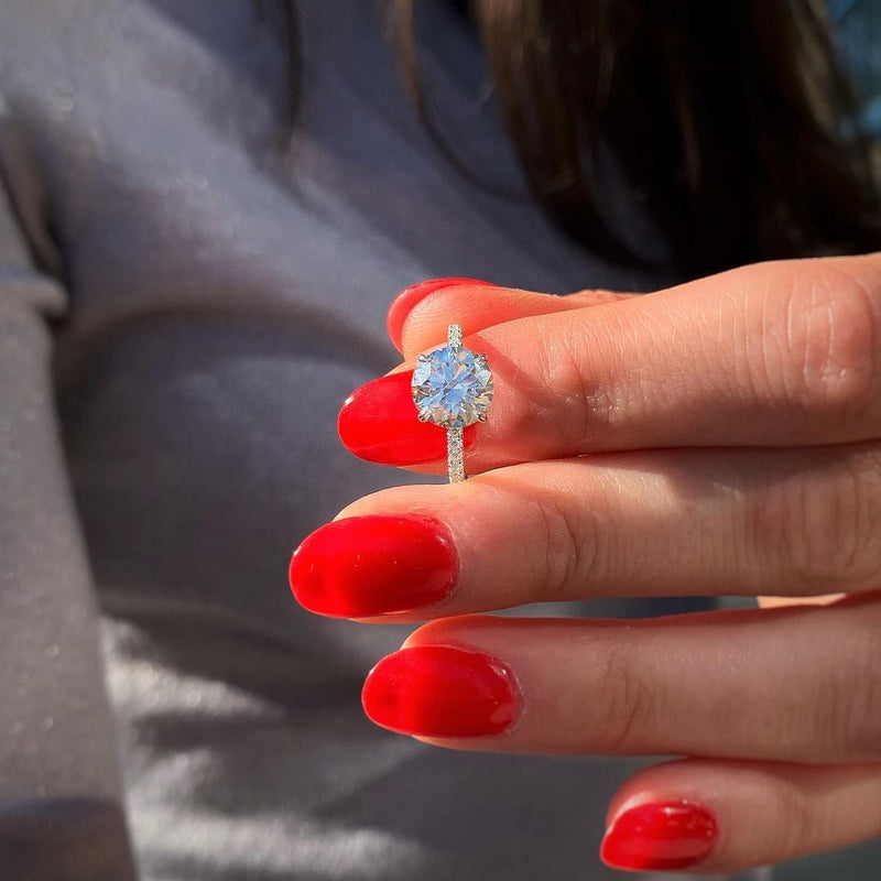 1.50CT Round Moissanite Hidden Halo Pave Setting Engagement Ring