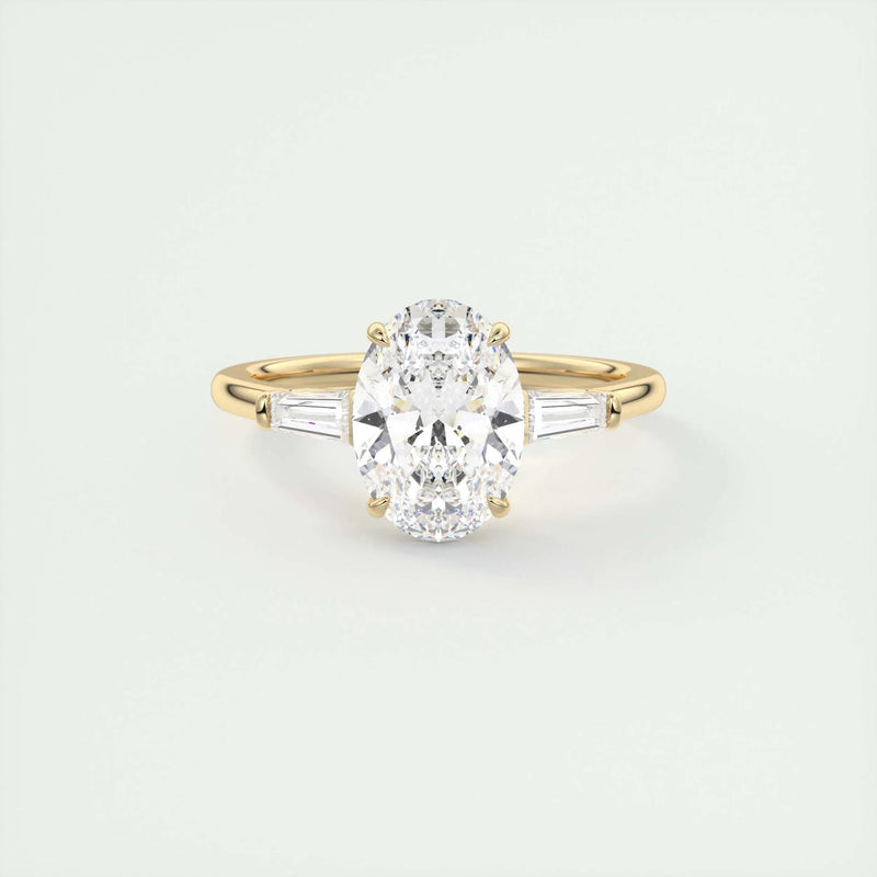 2.2 Ct Oval Baguette Three Stone Moissanite Diamond Engagement Ring