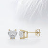 Heart Cut Moissanite Stud Diamond Earrings in 18K Gold