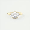 2.0 Ct Oval East West Half Bezel Solitaire Moissanite Diamond Engagement Ring