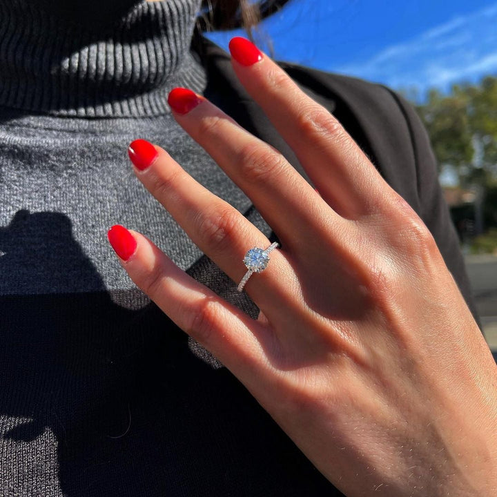 1.50CT Round Cut Moissanite Solitaire Pave Setting Engagement Ring