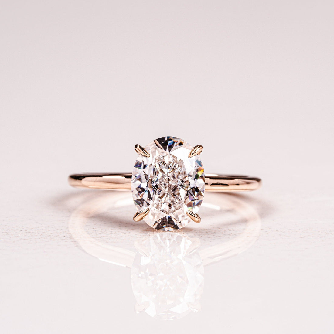 2.0CT Oval Moissanite Solitaire Engagement Ring With Hidden Halo Setting