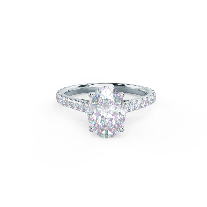 2.50CT Oval Moissanite Solitaire Pave Setting Engagement Ring