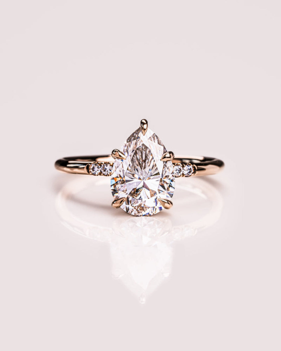 1.93-3.93 CT Pear CVD Diamond Hidden Halo Engagement Ring